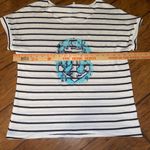 Nautical Striped Anchor Print Top lightweight sweater shirt size large White Photo 4