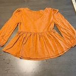 Derek Heart  Peasant‎ Top Crochet Detail Long Sleeve Blouse Orange S Photo 6