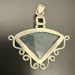 Vintage Handcrafted 925 Sterling Silver Moss Agate Stone & Peridot Pendant 10g. Green Photo 5