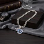 NFL Tennessee Titans 20 Inch Necklace Pendant Cuban Chain Link Football Jewelry Photo 1