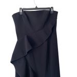 Jay Godfrey Allman Black Strapless Ruffle Gown Side Slit lined in satin size 12 Photo 2