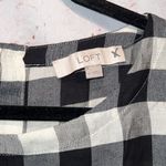 Loft Gingham back buttoned blouse lantern sleeves M black white check pullover Photo 4