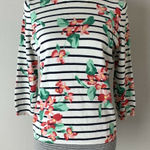 Lands' End  Striped Floral Print Pullover Sweater Photo 0