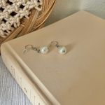 Pearl Silver Dangle Earring Vintage “Lyric” Classic Simple Elegant Feminine Jewelry White Photo 6