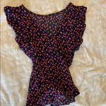 Naked Zebra EUC  Patterned Ruffled Cap Sleeve Blouse Photo 5