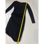 Rachel Roy Black Crew Neck Long Sleeve Ruched Dress Beaded Side Party Size XS Photo 4