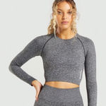 Gymshark  ADAPT MARL SEAMLESS LONG SLEEVE CROP TOP Size L Athletic Photo 0