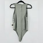 Something Navy 🆕 NWT  Bodysuit Grey Light Heather Top Sleeveless Button Back XL Photo 6