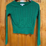 Charlotte Russe Vintage  Babydoll Green Cable Knit Cropped Sweater Size S Photo 0