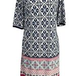 Eliza J Three Qtr Sleeve Print Sheath Dress Size 8 Navy Pink Photo 0
