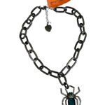 Betsey Johnson NEW  SPIDER CHAIN NECKLACE Chunky Black Chain 18" Goth Halloween Photo 9