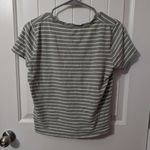 Madewell  Striped V Neck Shirt Green/White Medium Photo 1