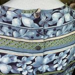 Tropical Floral Tank Top 90s Button up Blouse Hawaiian Flower Boho Vintage Blue Size 8P Photo 5