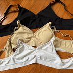 Stylish Women's Nursing Bra Trio in Black, Tan, and Cream White Size M Photo 0