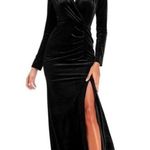 Babalet Velvet‎ Dress Long Sleeve V Neck Ruched Bodycon Wrap Evening Dress M Black Size M Photo 0