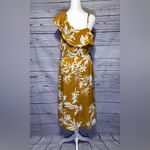 Old Navy  Mustard One Shoulder Dress with White Floral Pattern Photo 3