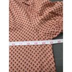 DR2 Peach Orange Geometric Print Ruffle Neck Button Front Blouse Top Size M Brown Size M Photo 7