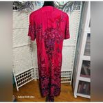 LA CERA Maxi Dress Pink Purple Floral Print V Neck Short Sleeve Rayon Large Photo 2