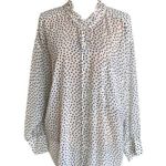ZARA Women Large Sheer Blouse Ruffle Neck Bubble Sleeves, Black & White Poka Dot Photo 0