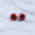 Vintage Clip On Earrings Red Rose Photo 1