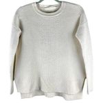 Athleta Merino Wool Blend Chunky Ribbed Cream Crewneck Sweater Small Neutral Photo 0