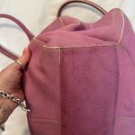 Levenger leather handbag satchel lavender with white piping clean inside EUC Purple Photo 11