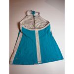 Lululemon  Halter Top Tank Athletic Teal Blue White Built In Bra Size 8 no‎ pad Photo 3