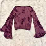American Eagle Soft & Sexy Dark Purple Tie Dye Bell Sleeve Blouse Top Size Small Photo 4
