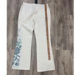 Ralph Lauren Floral Embroidered White Denim Bootcut Jeans Photo 3