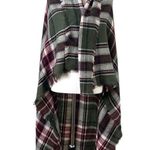 Blanket Scarf Wrap Shawl Square Fringe Olive Green Pink Multi Plaid Women’s Photo 2