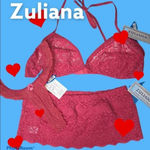 Zuliana Size Large Dark Pink 3 Piece Lace Set. Made in Brazil, New With Tags. Photo 3