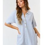 Blue Blush  Knit Romper in Baby Blue Size Medium with pockets and short sleeves Photo 0