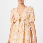Abercrombie & Fitch Abercrombie | Pink Puff Sleeve Tie Front Dress Photo 3