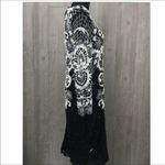 Vintage ornate beaded sequin long sleeve ball gown formal pearl dress med Black Photo 1