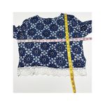 Divided  Women's Argyle Diamond‎ Lace Trim Long Sleeve Crop Top Blue White XS Photo 6