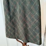 Vintage Wool Dark Green Grid Plaid Shin Length Aline Skirt Size 10 Photo 2