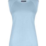 BCBG Max Azria Cristi Sleeveless Drape Back Top Dusty Blue Size Medium NWT Photo 2