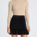 & Other Stories & Other Stories Velvet Mini Skirt Women’s Size 2 Black Ruched Ruffle Hem Photo 0
