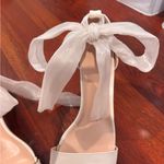 SheIn White Block Heel Satin Heels with Bow Photo 1
