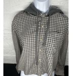 American Eagle Cropped Hooded Flannel Shirt Plaid Size Medium M Photo 1