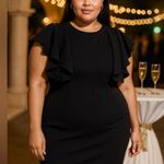 Club L London Ruffle Sleeve Bodycon Dress in Black Size 24 Photo 7