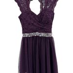 Deb Plum Purple Mini Dress lace tulle rhinestones open back 5 formal HOCO party Size undefined Photo 0