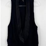 Free People  Black Vest Sleeveless Blazer Tuxedo Shawl Lapel Back Detail L Photo 0