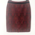 Talbots  Red Jacquard Brocade Pencil Skirt 10 Preppy Office Holiday Party Glam Photo 1