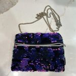 Dark Purple Pink Black Scattered Sequin Velvet Zipper Crossbody Purse Bag Photo 3