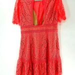 Saylor NEW Darian Open Back Lace Ruffle Minidress Dress Peach Sz Large Coquette Photo 3