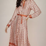 Ann Taylor Chain Print Equestrian Print Pleated Midi Dress Womens Size 6 Photo 0