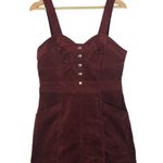 EXPRESS Red Corduroy Velvet Overall Mini Dress M Photo 0