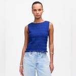 Madewell Women’s Smocked Boatneck Tank Blue Size XS NWT #NV912 Photo 4
