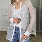 White House | Black Market Gorgeous White sequin button-up cardigan w included tank top Photo 1